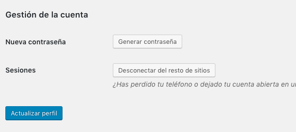 Cambiar contraseña WordPress