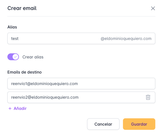 Crear Alias de Correo