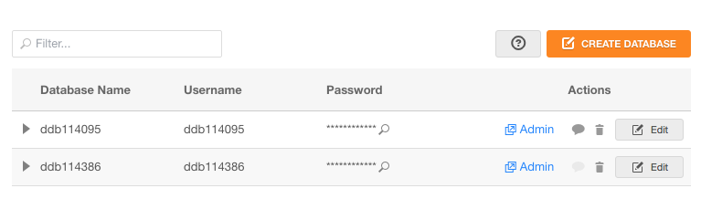 Create MySQL database