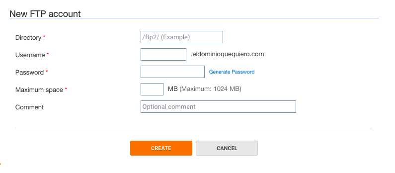 Configuración de cuentas FTP en DonDominio