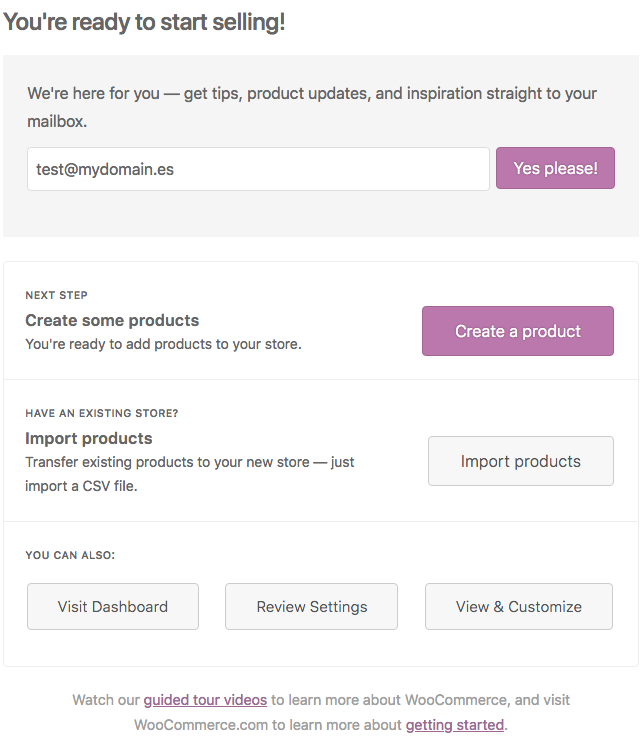 WooCommerce config, step 6