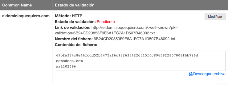 Selección de por HTTP de un SSL en DonDominio