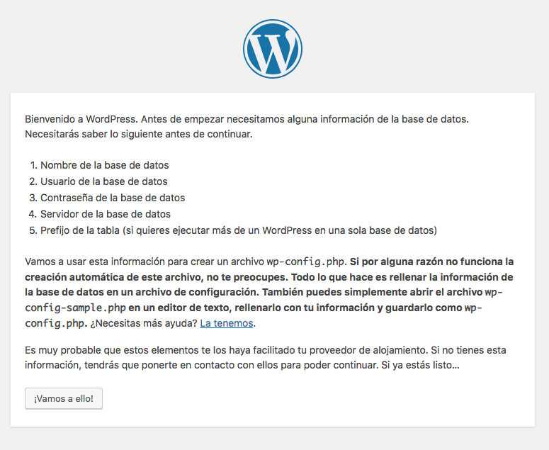 Instalador Wordpress paso 1