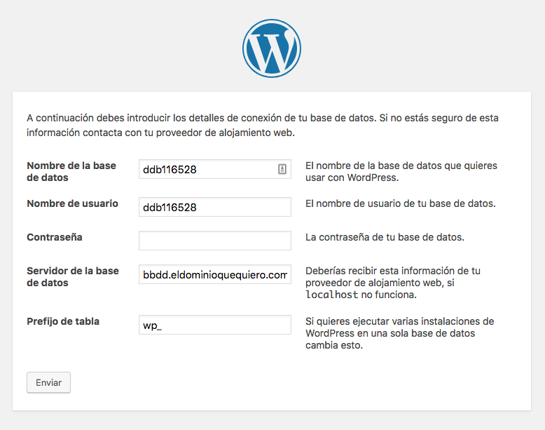 Instalador WordPress paso 2