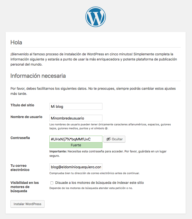 Instalador WordPress paso 4