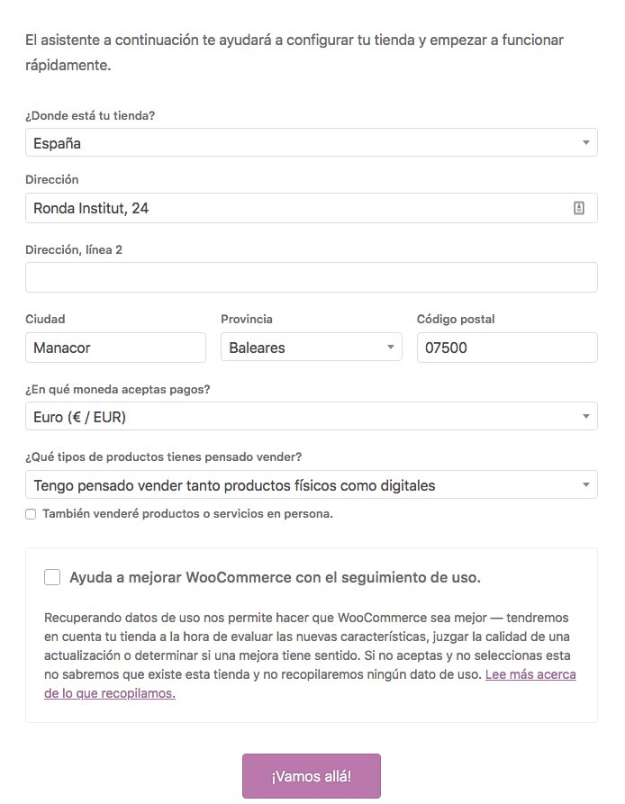 apartado 1 configurador WooCommerce